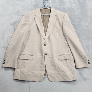 Taylor & Henry Suit Jacket‎ Mens 48L Beige Wool Blend 2 Button Blazer Wedding
